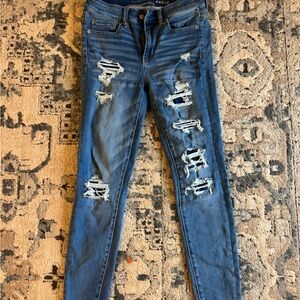 American Eagle Outfitters Ripped Blue Skinny Jeans